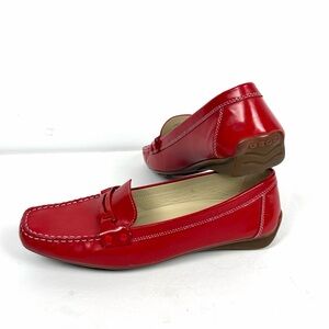Geox Respira Red Patent Leather Flats Loafers Driving Shoes Size 39 US 9